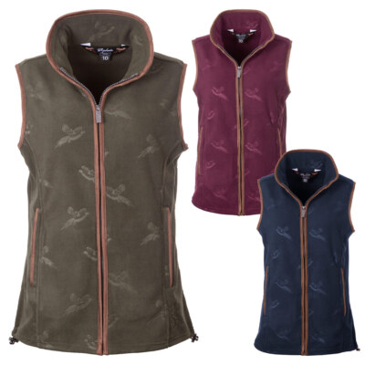 Rydale Fleece Gilet Pheasant Embossed Print Fleeces Sleeveless Jacket  Colours UK
