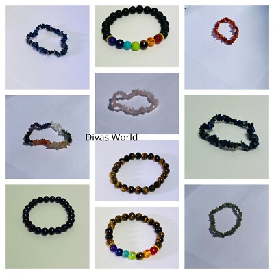 Kristall Edelstein Armband Perle 7 Chakra Naturstein Stretch Reiki Schmuck