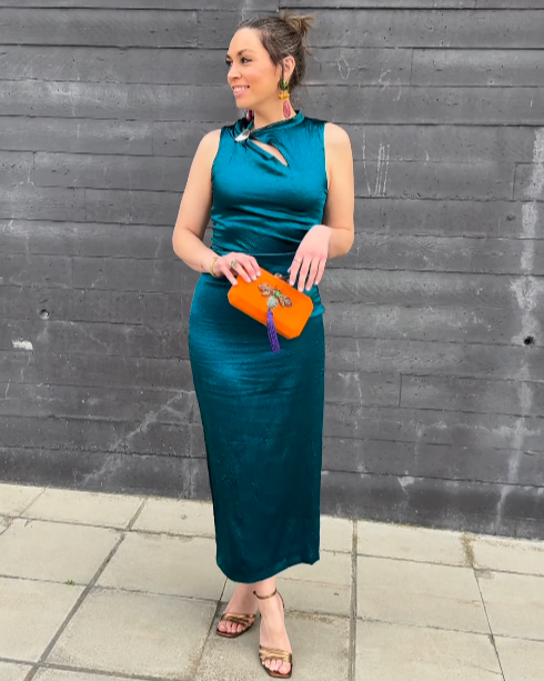 ZARA【NEW】MIDI DRESS WITH GOLD APPLIQUE LINEN MIDI DRESS WITH GOLD APPLIQUÉ - Terracotta | ZARA