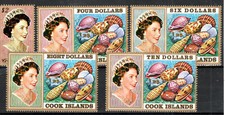 Îles Cook 1975 2 $ À 10 $ Coquillages SG 483-87 MNH