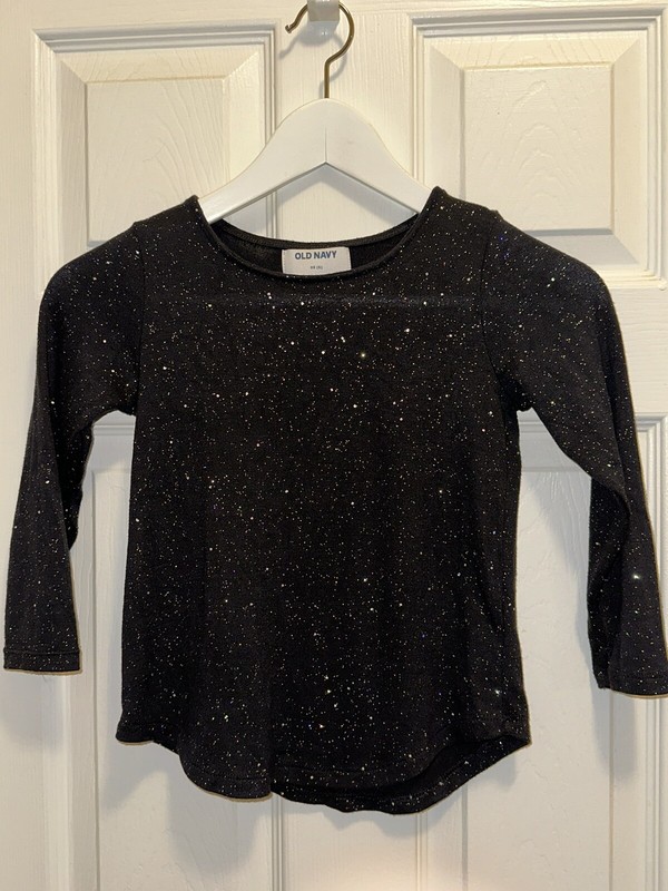 OLD NAVY Girls Long Sleeve Black Thin Sweater Sparkly Glitter Size XS (5) EUC