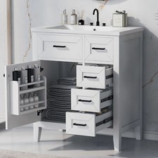 30" Bathroom Vanity with Sink, Freestanding Vanity Storage Cabinet, 3 Drawers
