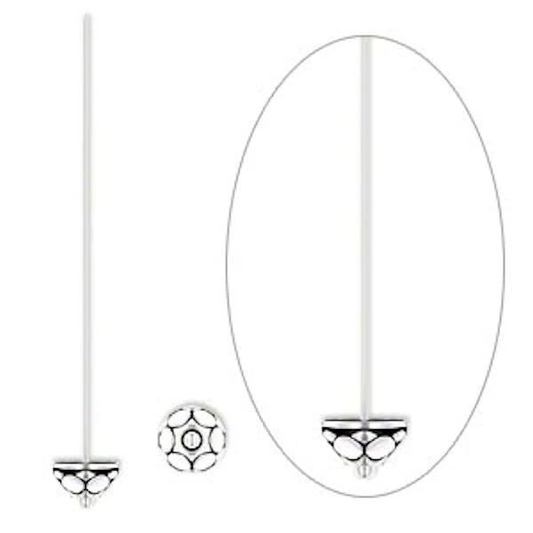 Булавка головки, 20 антикварных посеребренных оловянных булавок длиной 2 дюйма 21 калибр булавки головки цветка - Изображение 3 из 3