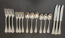 Couzon Le Perle 18/10 Stainless Glossy Beaded Flatware 15 Lot 3 Place Settings