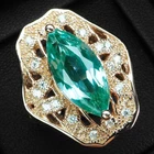 Seafoam Green Paraiba Tourmaline 6.15Ct 925 Sterling Silver Rose Gold Halo Rings