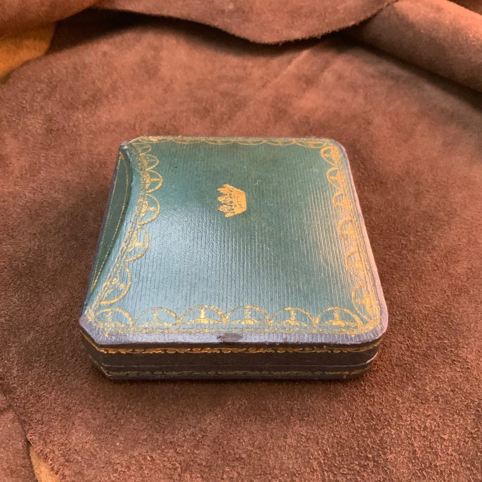 Ecrin ancien Risler & Carré Maroquin vert Couronne ducale Doré au fer ca 1900 - Imagen 2 de 4