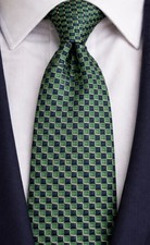 Lauren Ralph Lauren 100 Silk Tie Hand Made Green/Navy 59  L EUC