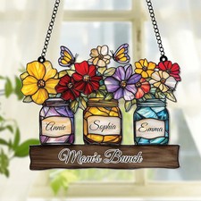 Personalized Mom Floral Bunch Acrylic Suncatcher Gift