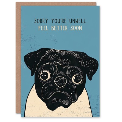 Boston Terrier Dog Lover Cute Pug Feel Better Soon Get Well Card