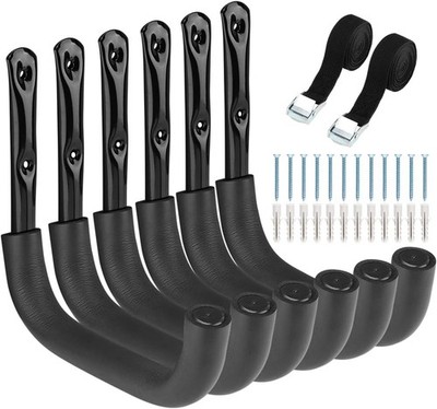 6 Pack Heavy Duty Garage Storage Ladders Hooks 10 Inch Wall Mount Storage
