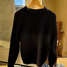 Peregrine Men's Navy Wool Knit Crew Neck Pullover Sweater Size S 100 Wool