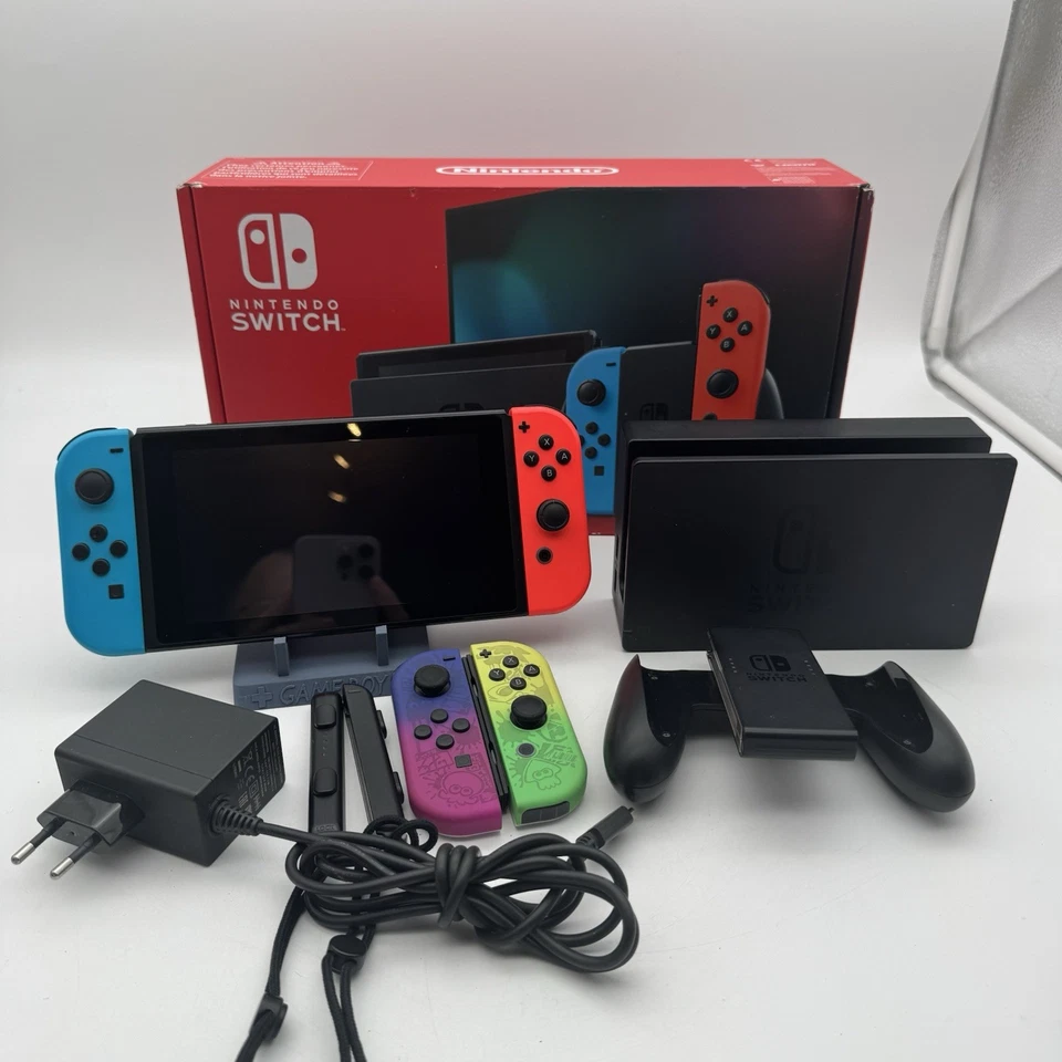 Nintendo Switch V1 HAC-001 Konsole OVP Mit 4 Joycons - Bild 1 von 4