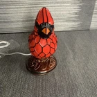 Tiffany Style Red Cardinal Bird Lamp Resin Stained Glass Look VTG Decor See Desc
