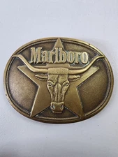 Solid Brass Marlboro Belt Buckle 1987 Philip Morris