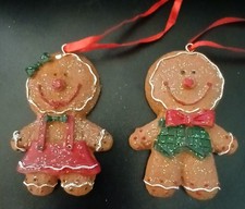 Gingerbread Ornaments 4 pieces 3" Boy and Girl New