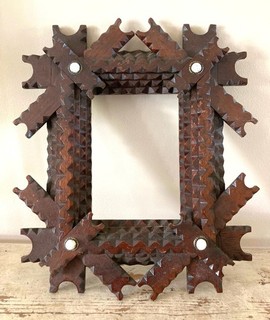 #2 Antique TRAMP ART Wood PICTURE FRAME