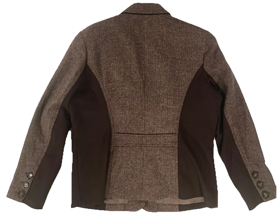Chaqueta Coldwater Creek Talla P12 Espiga Tweed Mezcla de Lana 3 Botones Forrada Marrón Foto 2 de 4