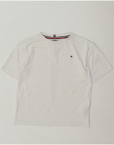 TOMMY HILFIGER Boys Graphic T-Shirt Top 9-10 Years White Cotton AA04