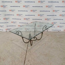 Tavolino in Ferro Battuto con Piano in Vetro Molato Italia