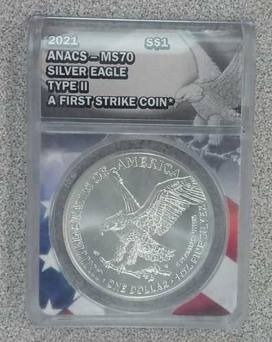 2021 Type 2 BU 1 oz. .999 American Silver Eagle ANACS MS70 (871)