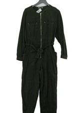 Oliver Bonas Women's Jumpsuit UK 18 Green 100% Cotton Tapered Jumpsuit