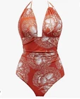 New Womens Large Cupshe 1 Piece Orange Bathing Suit Swimsuit