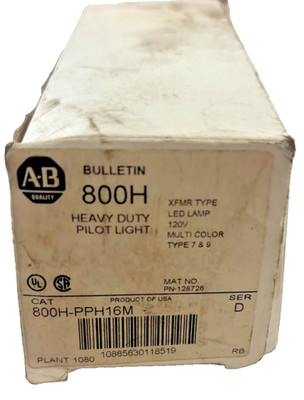 ALLEN BRADLEY 800H-PPH16M SERIES D HEAVY DUTY PILOT LIGHT LED LAMP 120V MULTI CO