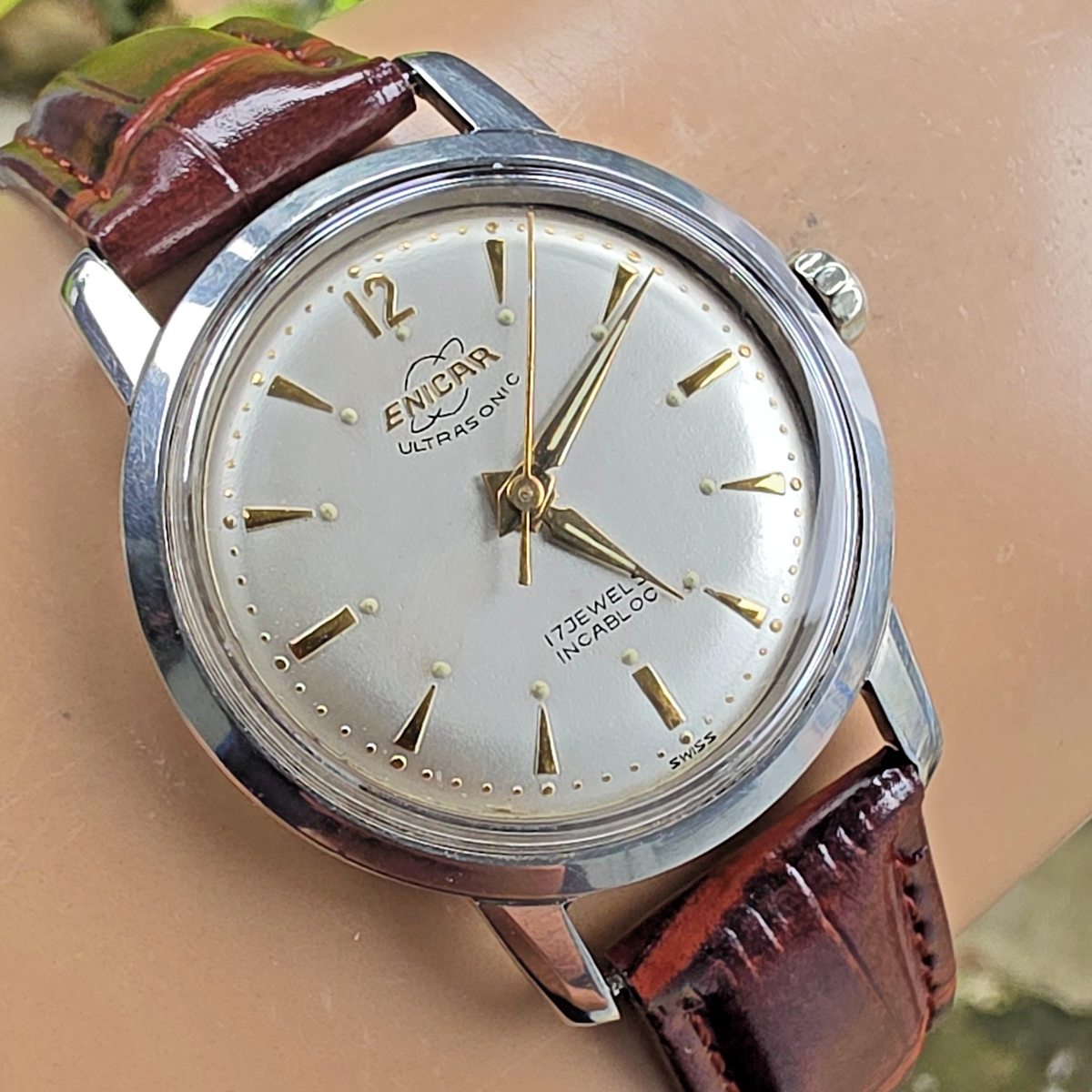 Vintage ENICAR Ultrasonic men's manual wind watch AR-1130 swiss