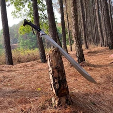 Custom Handmade Carbon Steel Blade Tactical Machete Sword| Hunting Sword Camping