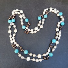 Cultured Freshwater Baroque Pearls Turquoise Beads Necklace 12mm 160cm cpe4