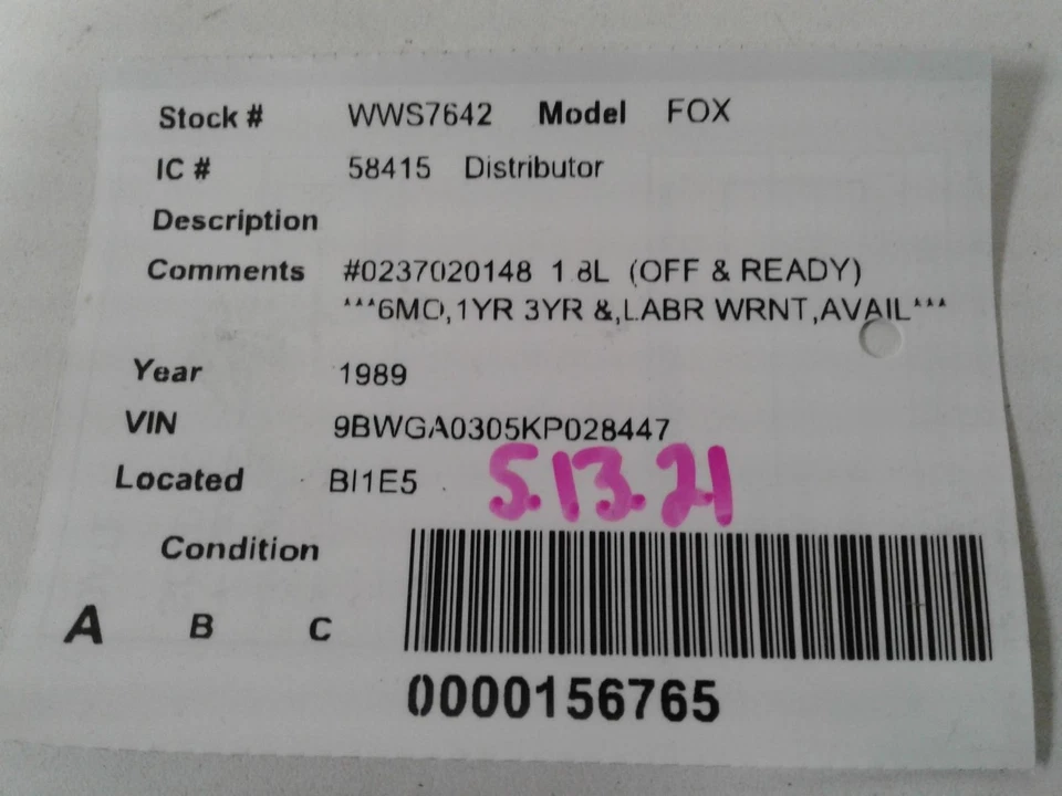 Distribuidor usado se adapta a: Volkswagen Fox 1989 grado A Foto 4 de 4