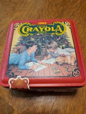 VTG Crayola Collectors Colors Limited Edition Tin with 64 Crayons 1992 Open Box