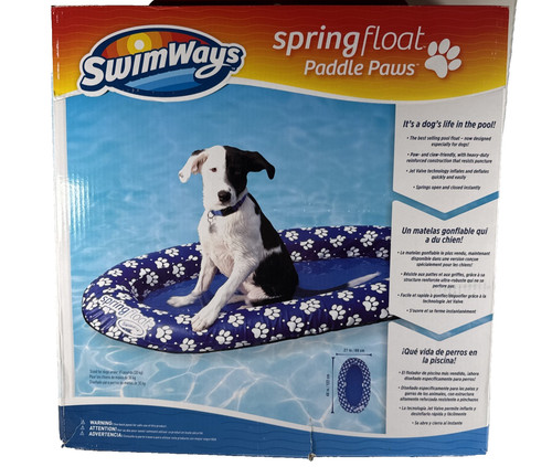 NEW OPEN BOX Spring Float Paddle Paws Dog Raft Perfect for Small Dogs 0-65 lbs
