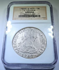 NGC XF-AU 1782 El Cazador Shipwreck 8 Reales 1700's Spanish Dollar Pirate Coin