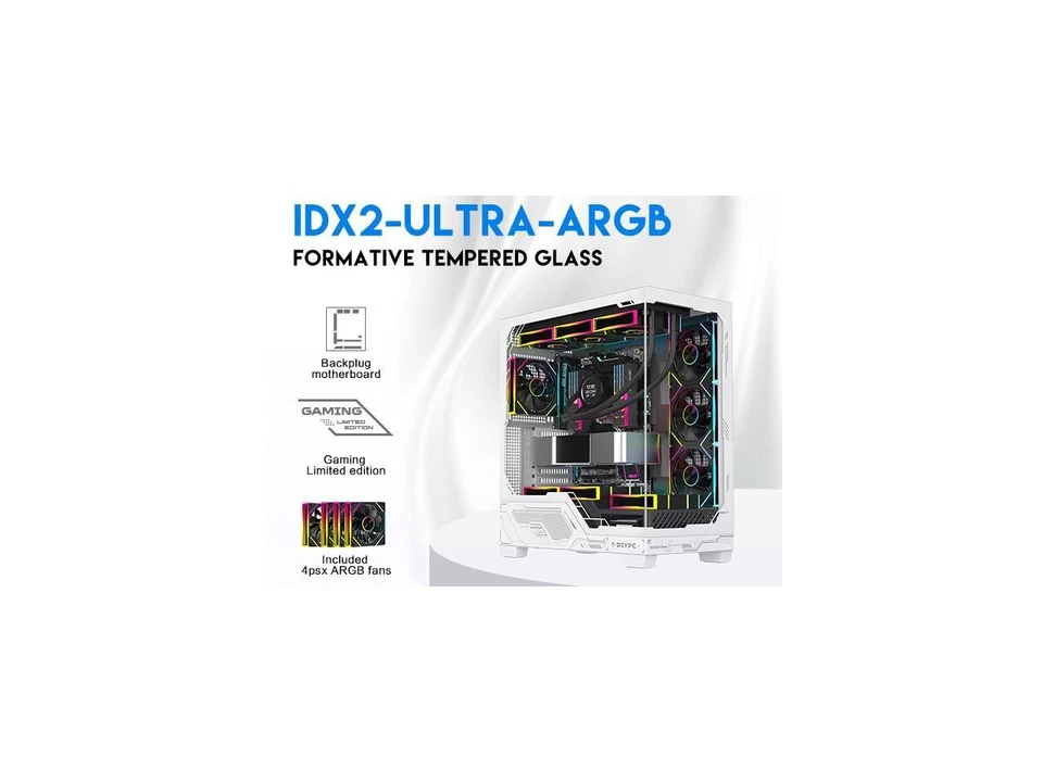 DIYPC IDX2-Ultra-ARGB Black Dual USB3.0/ 1 x Type C Tempered Glass ATX Gaming - Image 2 of 4
