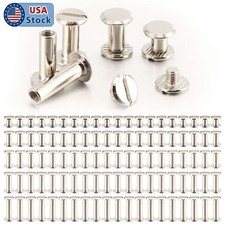 200Sets Chicago Screws Kit, Sliver Screw Rivets, 5 Sizes Carbon Steel Binding