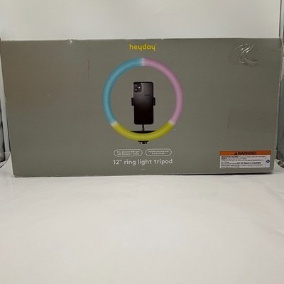 Heyday 12'' RGB Ring Light Tripod with Remote Carrying Case Wall Charger NEW