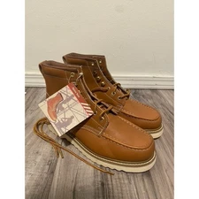 VTG Sear Men's 8.5 Moc Toe Work Boots NWT Spice Tan Full Grain Leather Resistant