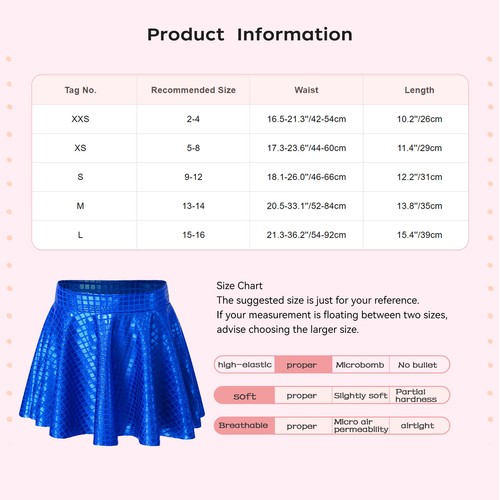 Kids Girls Stage Performance Pleated Skirt Cheerleading Ballroom Costume Party - Picture 8 of 48