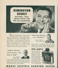 1947 Williams Lectric Shave Remington Users Easier Shaving Vtg Print Ad L31