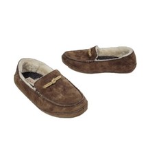 Olukai Pa'ani Women's Slippers Tan Dark Java Brown Suede Leather Real Fur Size 5