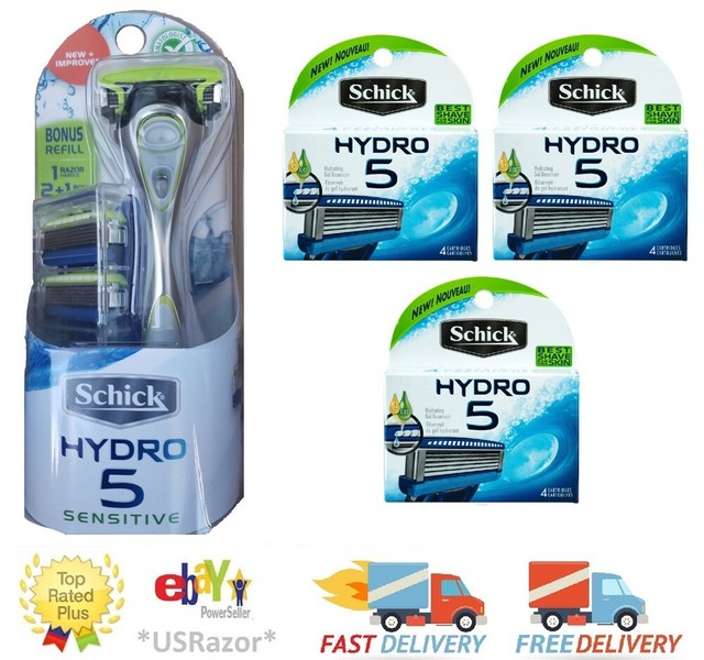 16 Schick Hydro 5 Razor Blades 12+2 Sensitive Refill Cartridges