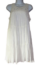 Altar'd State Junior L White Cotton Crochet Sleeveless Coastal Boho Mini Dress