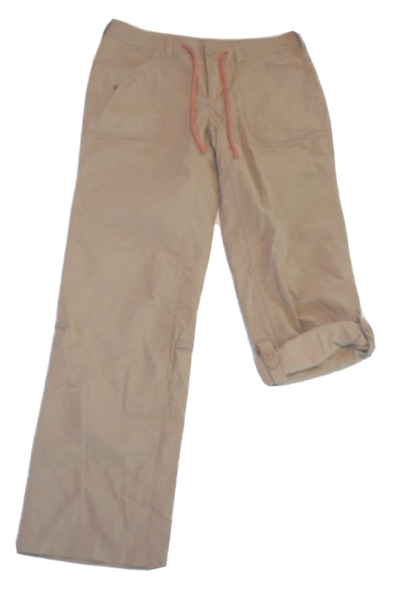 The North Face Khaki Womens 6 NYLON Hiking Pants Roll Cuff Capri Cargo Quick Dry
