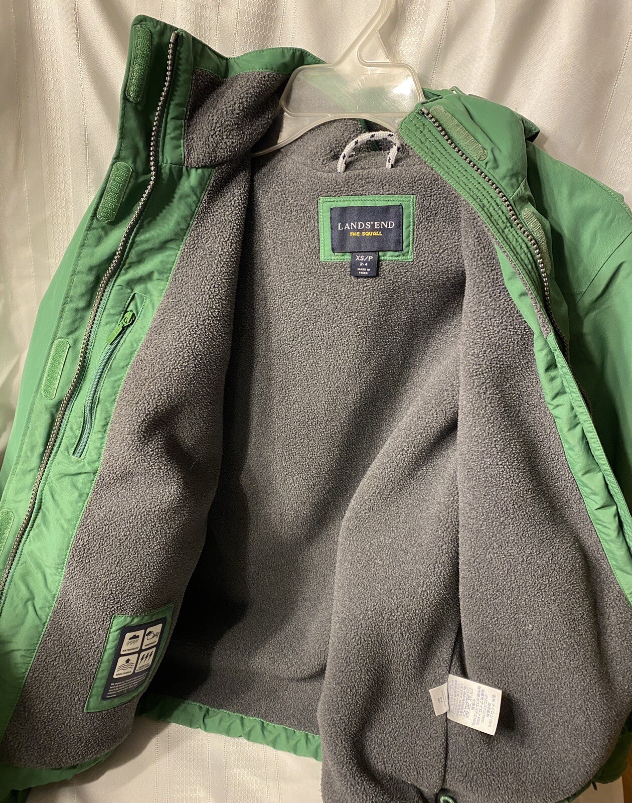 Lands' End Women's Squall Jacket w/detachable hood, Green, Petite XS (2