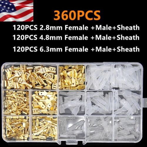 900/720Pcs Male & Female Quick Splice Spade Wire Connectors Crimp Terminals Kits - Picture 33 of 58