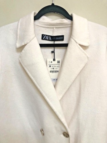 ZARA WOMEN NEW WOOL BLEND WHIITE OVERSIZED COAT Double Faced 4070/221 M - Picture 5 of 6