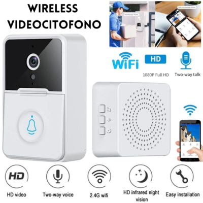 Campanello Wireless Con Videocamera 1080p | Schermo 4,3" E Visione Notturna | Audio Bidirezionale IP65 Per Esterni