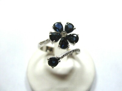 white gold and diamond sapphire flower ring