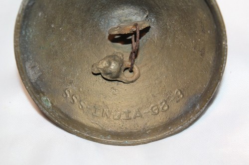 Antique Asian Indian Old Brass Hindu Temple Use Worship Small Bell 3.5" x 3.5" - Picture 4 of 4